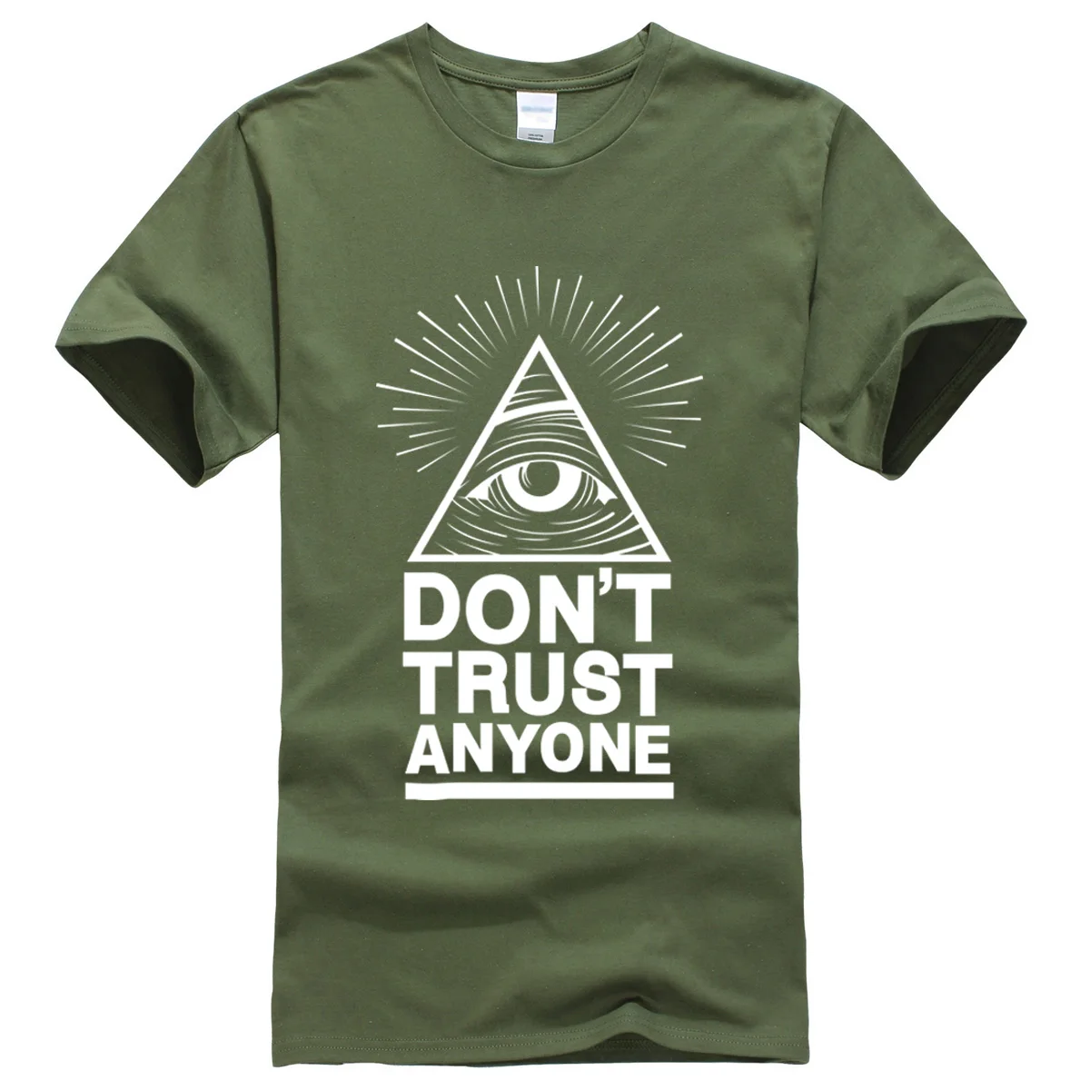 Лето, новинка, мужские футболки, Dont Trust Anyone Illuminati All Seeing Eye, футболка с буквенным принтом, Мужская футболка, повседневные топы, футболки - Цвет: dark green