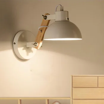 

Creative Nordic wooden wall lamp bedside bedroom living room office study corridor balcony aisle porch light E27 cafe lamps bra