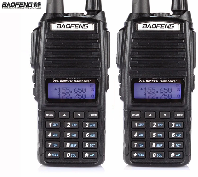 

HOT Cheap 2018 2pcs Two 2 Way Radio Dual Band UHF VHF Radio Station Walkie Talkie Baofeng UV 82 With FM Double PTT Baofeng UV-82
