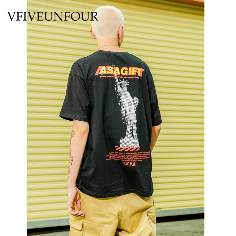 

VFIVEUNFOUR Funny Harajuku Print Streetwear T Shirts Mens Hip Hop Casual oversized Tops Tees 2019 size Hipster Loose Tshirt US