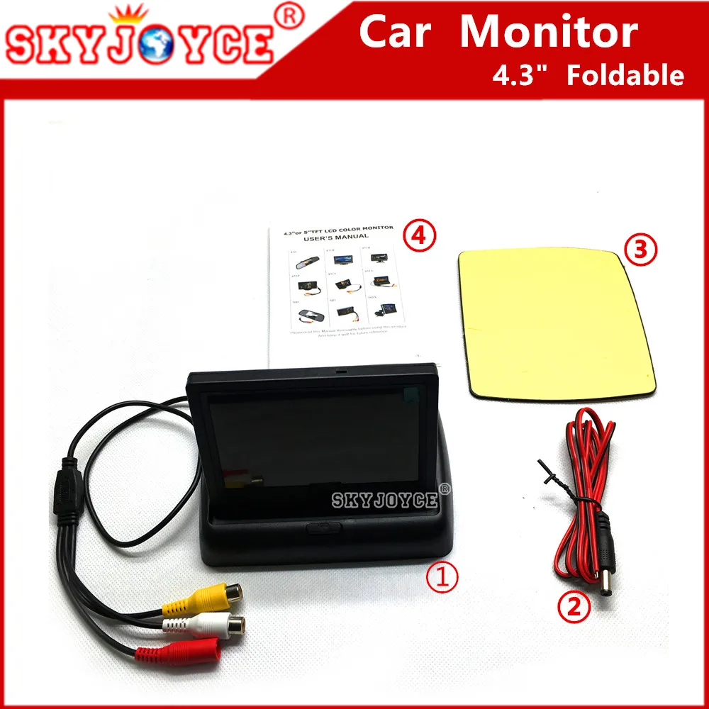 

Foldable 4.3 Inch monitor car rear camera display screen 480*234 HD Car Reverse Digital TFT LCD Monitor NTSC PAL camera monitor