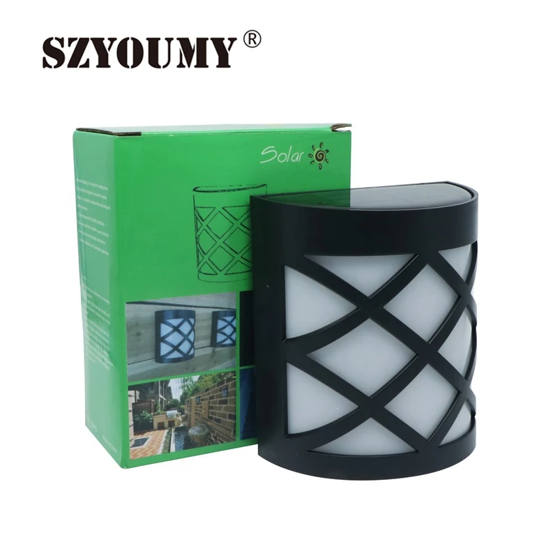 

SZYOUMY LED Solar Lamp Sensor Waterproof Solar 6 LEDs Street Light Outdoor Path Roof Corridor Wall Lamp Security Spot Lighting