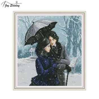 

Joy Sunday DMC Cross Stitch Fabric 14CT 11CT DIY Needlework Embroidery Cross Stitch Kit Aida Canvas Printed on Canvas Home Decor