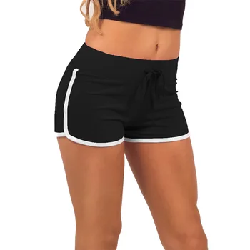

2019 Summer Leisure Women Cotton Shorts Contrast Binding Side Split Elastic Waist Loose Casual Shorts Yo-Ga Short Feminino