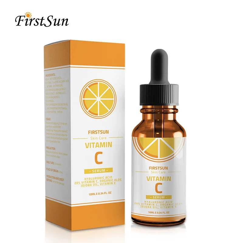 10 ml Firstsun Витамин С отбеливающая Сыворотка с гиалуроновой кислотой Крем для лица и витамин Е-органическая Антивозрастная отбеливающая сыворотка VC 10 мл TSLM2 - Вес нетто: 10 ml