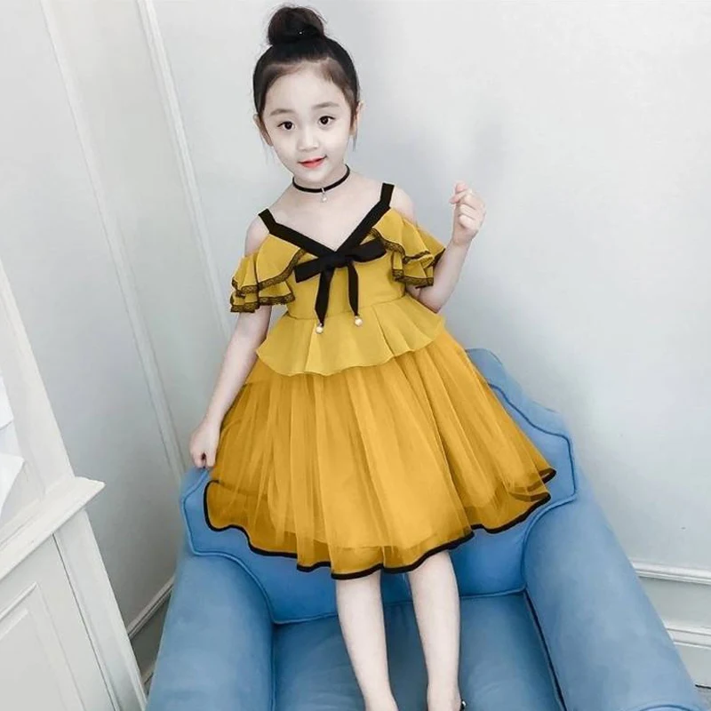 

2019 New Summer Fashion Toddler Girl Ruffles Strapless Layered Dress Kids Dresses For Girls Teen Girl Dress Clothes Vestido S138