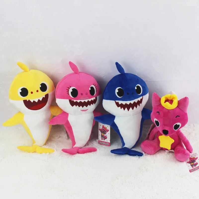 

4pcs/lot Kawaii Cartoon Sharks Stuffed Animal Plush Dolls Toys Cute Animal Baby Sleeping Appease Toys For Kids Shark Model Gifts