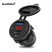 Kebidu 12 V-24 V QC3.0 зарядных порта USB для автомобиля Зарядное устройство прикуриватель адаптер розетки с Мощность переключатель для автомобилей Грузовик ATV лодка мотоцикл