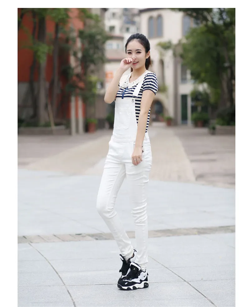 Летние новые женские джинсовые комбинезоны брюки ноги Корейская версия стройнящие белые узкие брюки размер s m l xl
