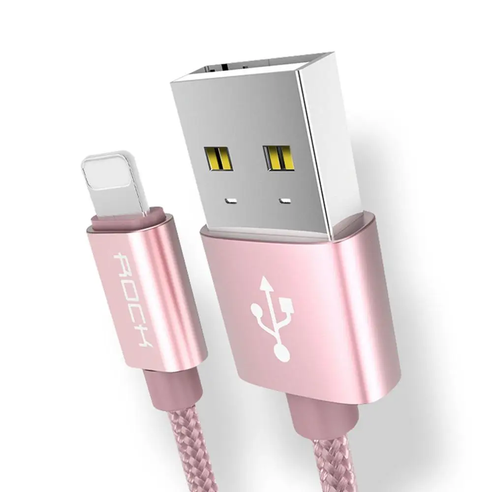 ROCK USB кабель для iPhone кабель для быстрой зарядки для осветительного кабеля для iPhone XS Max XR X 8 7 6 5 Plus iPad iOS - Цвет: Rose Gold