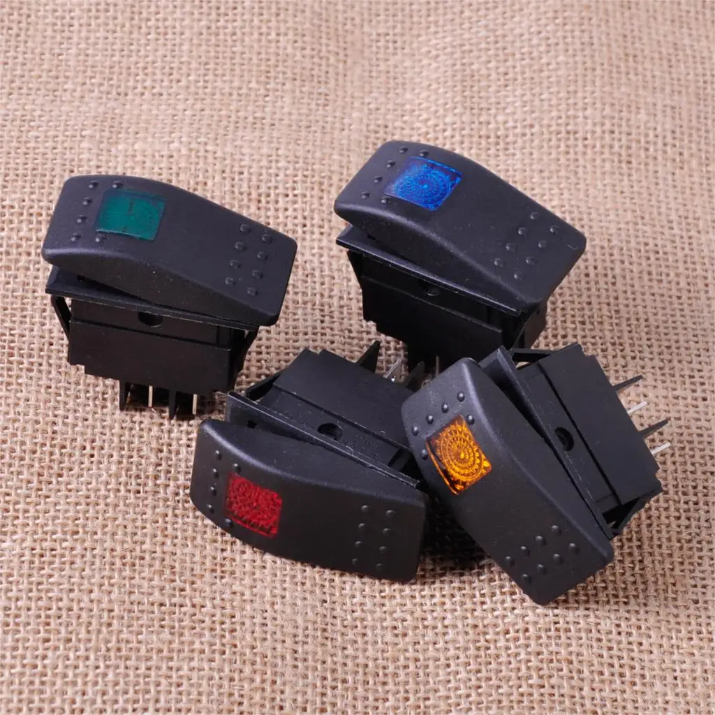 

DWCX Universal 4Pin Waterproof Rocker Toggle Switch ON/OFF Button LED Light for 12V 20A Car Boat Bus Trailers Motorcycle