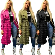 Женские осенние зимние куртки с длинным рукавом модные сетчатые Лоскутные пальто на молнии