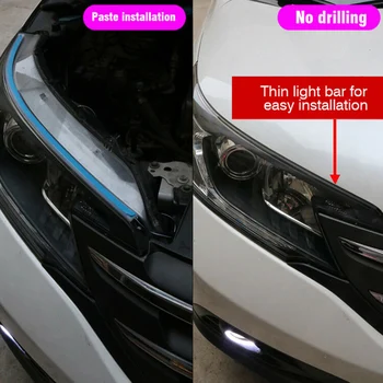 

Lamp Signal Light Strip Bulb 60CM Sequential Flexible LED DRL For Headlight Replacement