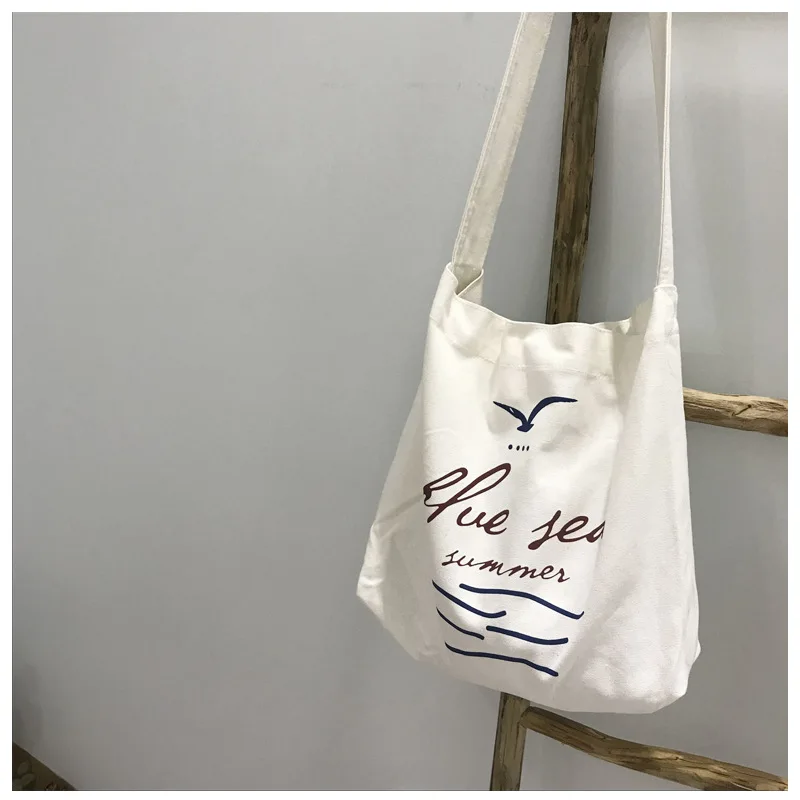 

YILE Cotton Canvas Eco Cross Body Messenger Bag Print Seagull Sea Sunshine CY088
