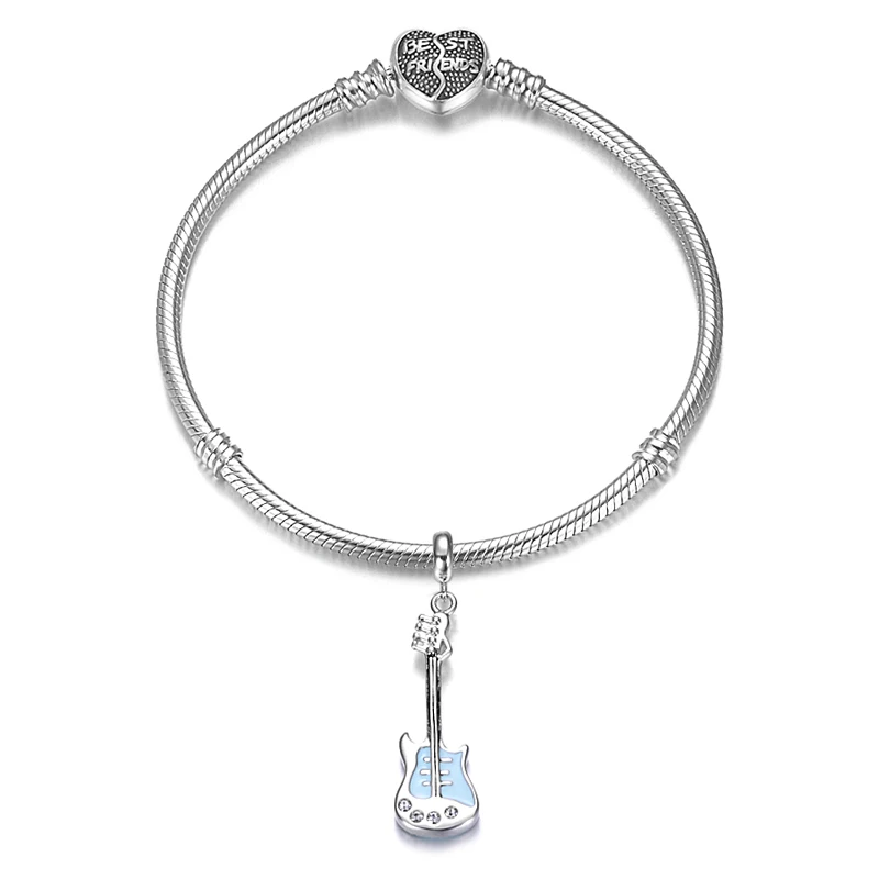 Женская подвеска для гитары из серебра 925 пробы с синей эмалью|pendant charms|be charmcharm