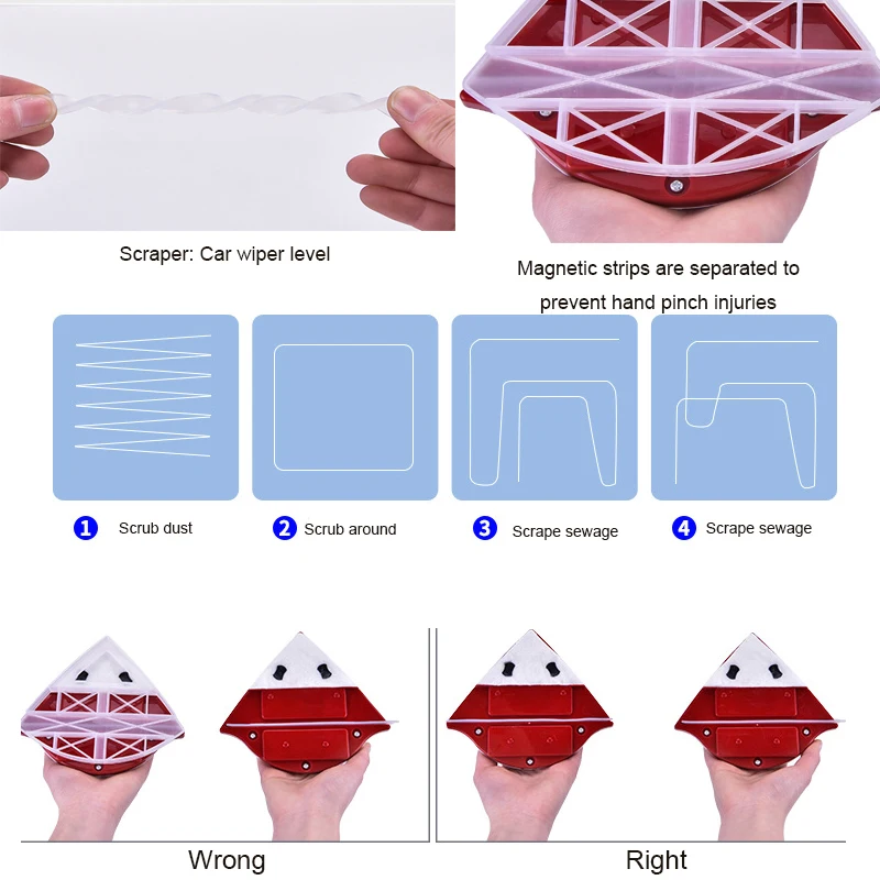 Магнитная щетка для мытья окон Магнитный стеклоочиститель Стекло Очиститель двухсторонний Магнитная Щетка для стирки инструменты для мойки окон 3-30