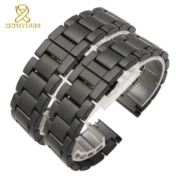

matte Ceramic bracelet watchband 16 18 20mm Grind arenaceous watch strap band white black watch belt accessories not fade