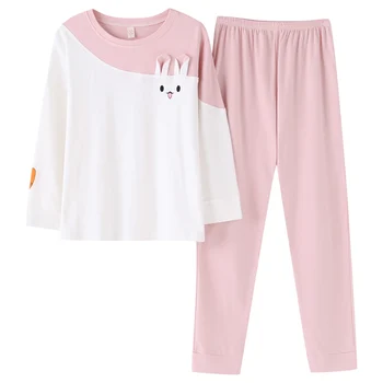 

Women Fashion Pajamas Sets Spring Autumn Long Sleeve Cute Rabbit Sleepwear Girl Pijamas Mujer Leisure Plus Size M-3XL Pyjamas