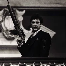 DIY рамка Scarface-Al Pacino с пистолетом классическое искусство с рисунком из фильмов, шелковая ткань, настенная Ретро стиль, плакат, печать, картина для подарка