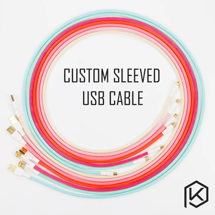Colored sleeved Nylon USB Cable mini USB port Gold-plated connectors 1.2m length 6 colors blue pink