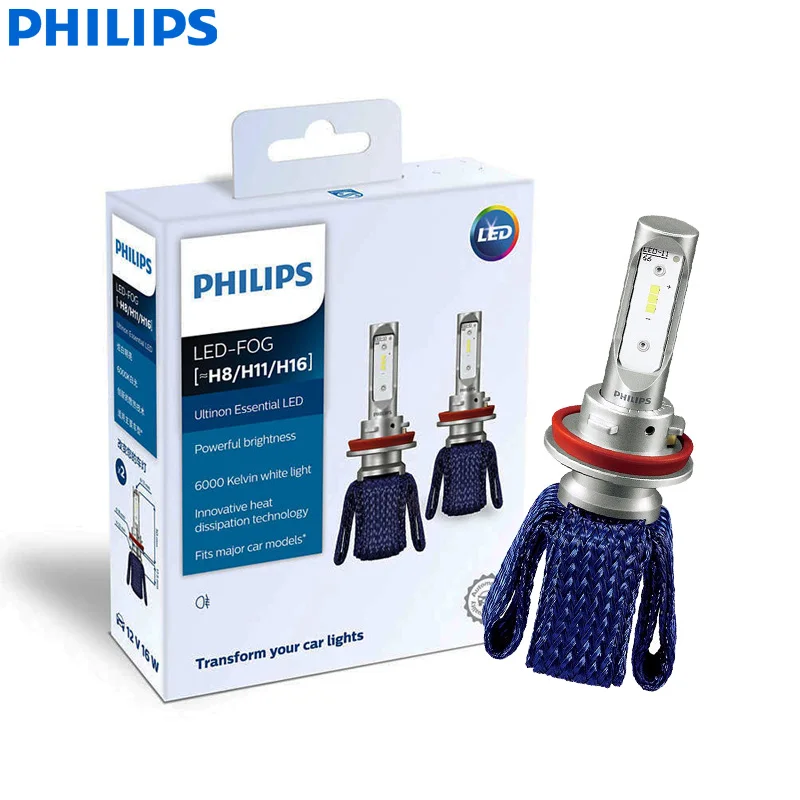 Philips Ultinon эфирный светодиодный противотуманный фонарь H8 H11 H16 12 В 11366UEX2 6000K Автомобильный светодиодный противотуманный фонарь Авто лампы ThermalCool(двойная упаковка