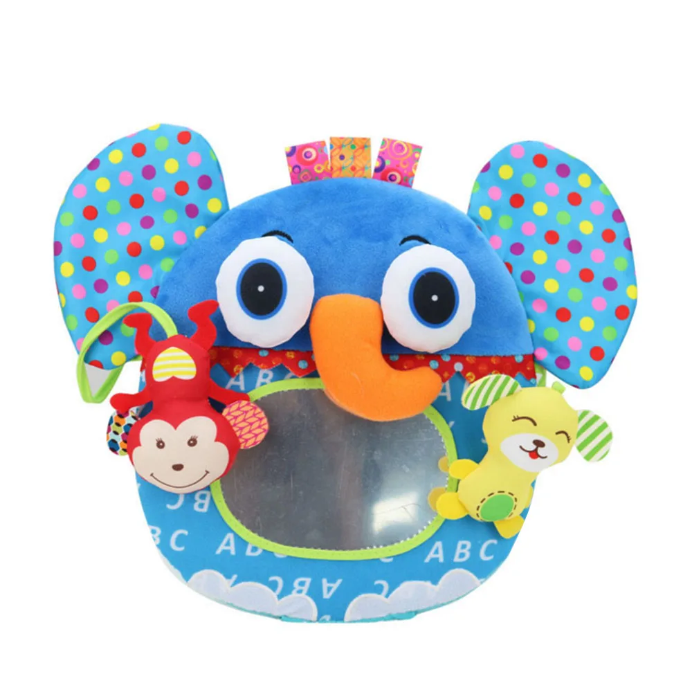 

Cute Cloth Animal Shape Haha Mirror Newborn Educational Baby Cartoon Stuffed Plush Rattle Hand Shake Bed Bell Toys with Mirror