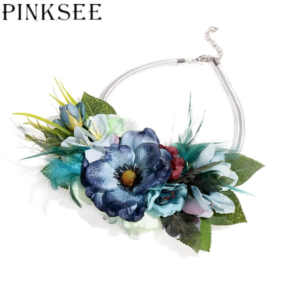 Новый милый модный чокер PINKSEE в богемном стиле с большим цветком ожерелье для