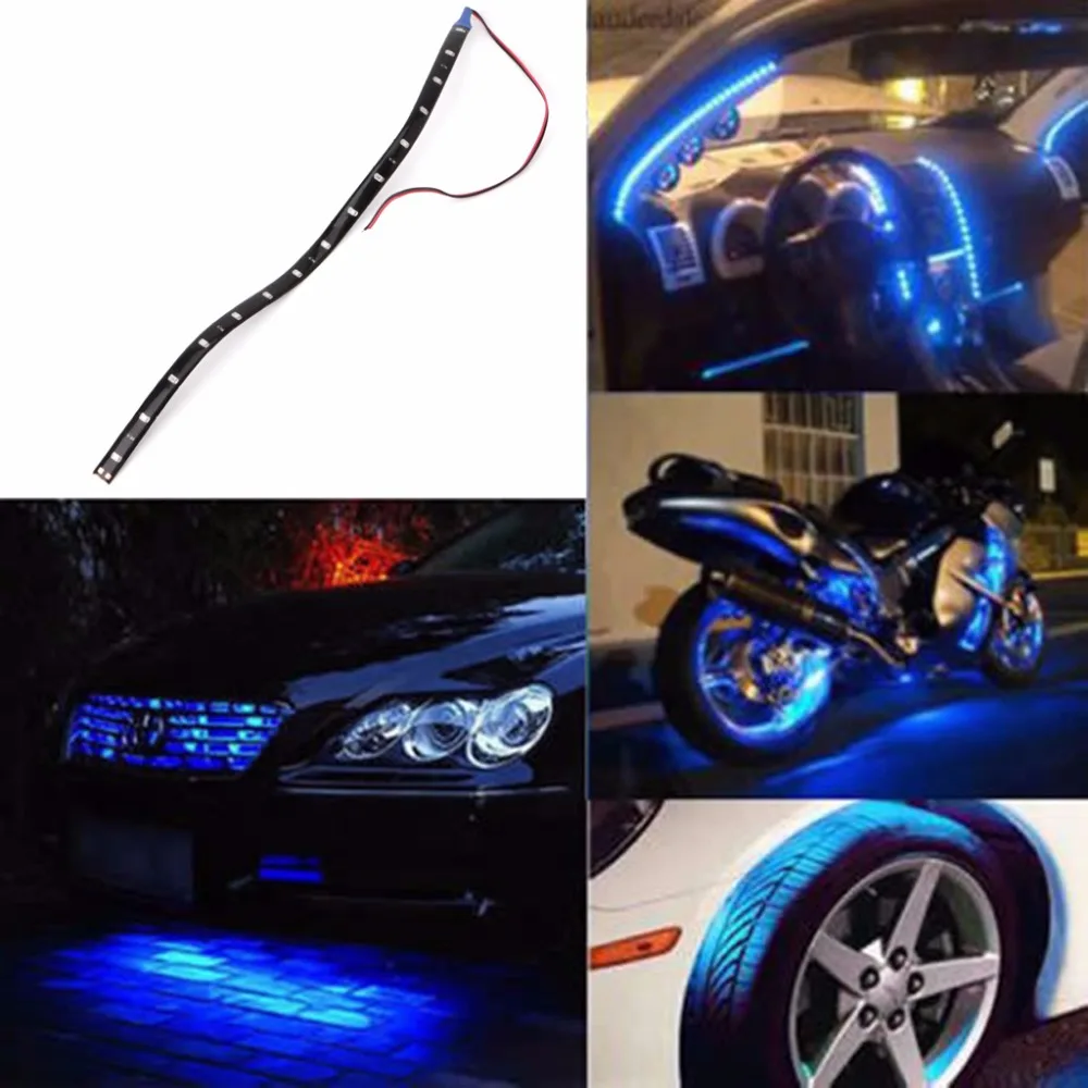 

30CM 15 LED SMD Blue Lamp String Waterproof Flexible Car Soft Strip Light