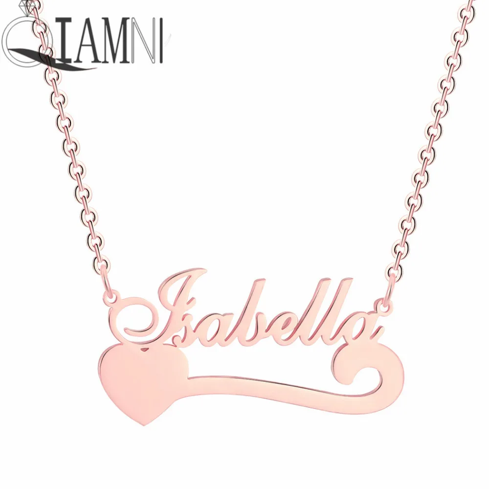 QIAMNI Handmade Personalized Custom Name Pendant With Heart Any Letter Choker Necklaces Engraved Birthday Gift Idea Women Men | Украшения и