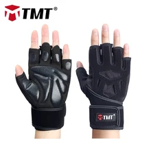 TMT Sports Antislip Gloves Half Finger Breathable Lengthened Wrist Belt font b Fitness b font Dumbbell