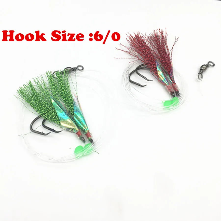 

20Pack*Hook Size 6/0 Fish Skin Bait Flasher Rig Sabiki Lures Sea Fishing Rigs Fishing Hook Fishing tackle With Barrel Swivel