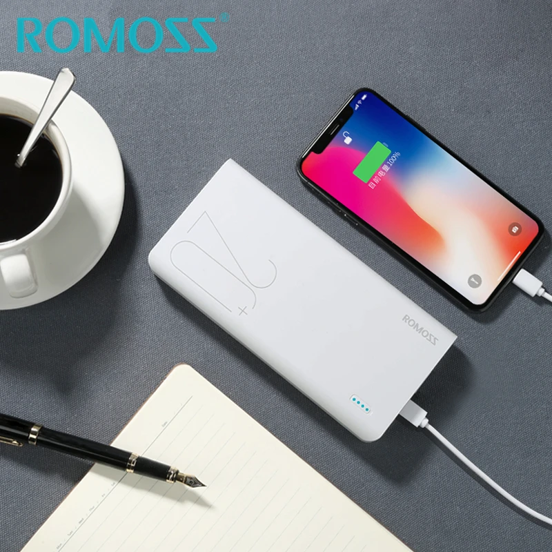 ROMOSS Sense6+ power Bank 20000 мАч 18 Вт QC3.0 Внешняя батарея резервного питания Поддержка Lightning type-c Быстрая зарядка для iPhone 8/X