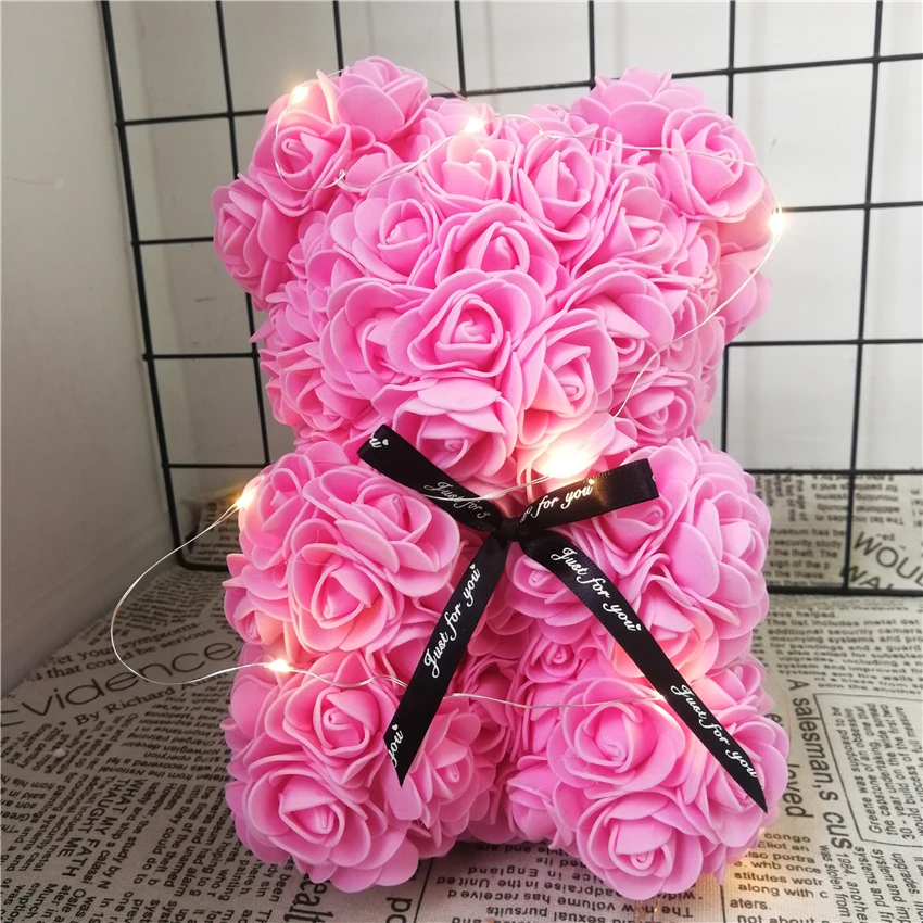 

Valentines Gift 25/38cm Romantic Artificial Rose Teddy Bear for Wedding Girlfriend Anniversary Gift Creative DIY Present