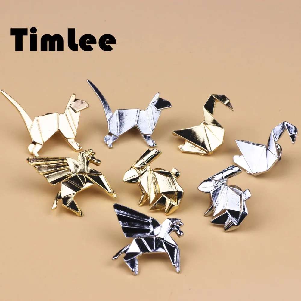 Timlee X014 Твердые геометрические металлические броши кошки кролика лошади птицы булавки, модные ювелирные изделия оптом