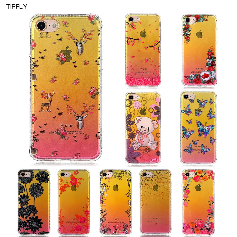 TIPFLY Case for iPhone 5 5s se 6 6s 7Plus Gradient Clear Crystal