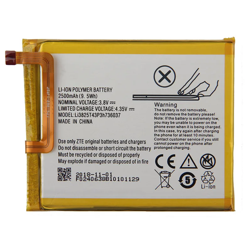 Original Li3825T43P3h736037 Phone battery For ZTE Blade A2 Blade V7 Lite Dual SIM BV0720 2500mAh Original Li3825T43P3h736037 Phone battery For ZTE Blade A2 Blade V7 Lite Dual SIM BV0720 2500mAh