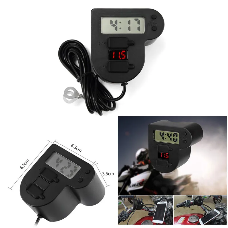 3in1 Motorcycle Cigarette Lighter Socket +Dual USB Charger Power Ports 12/24V