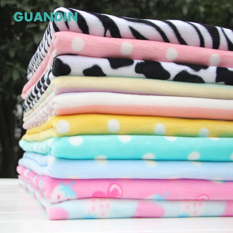 

GUANDIN,Colorful Fleece Flannel Fabric Cartoon Soft Blanket DIY For Sewing Warm Garment Pajamas Craft Printed Manual cloth Home
