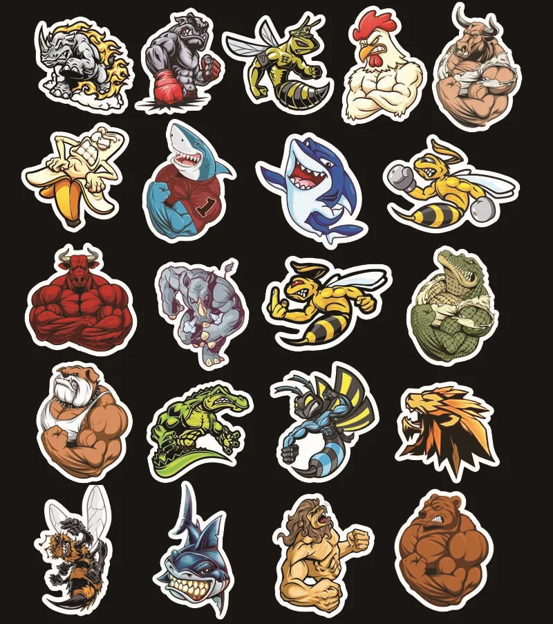 21PCS Cow Muscle Animal Cartoon Sticker Anime Graffiti Toy Sticker For Fridge Bike Laptop Luggage Guitar Skateboard Sticker (21)