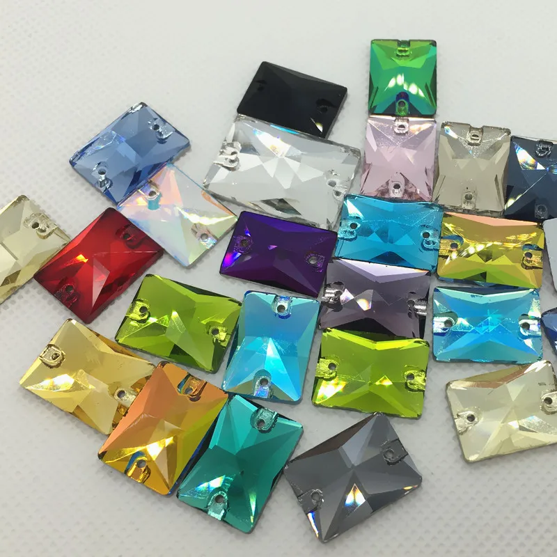

Link 2:Flatback Rectangle Sew On Stones Wiht 2holes Sewing Glass Crystal Beads Dress jewelry