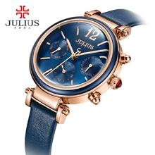 JULIUS Creative Watches for Women Fashion Quartz Watches Retro PU Leather Montre Femme Auto Day Date Female Clock JA-958