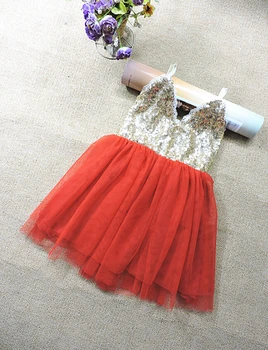

New Sequined Lace Mesh Tutu Dresses For Girls Baby, Princess Cute Clothing Dance Red Pink Purple Cream 5 pcs/lot, Wholesale