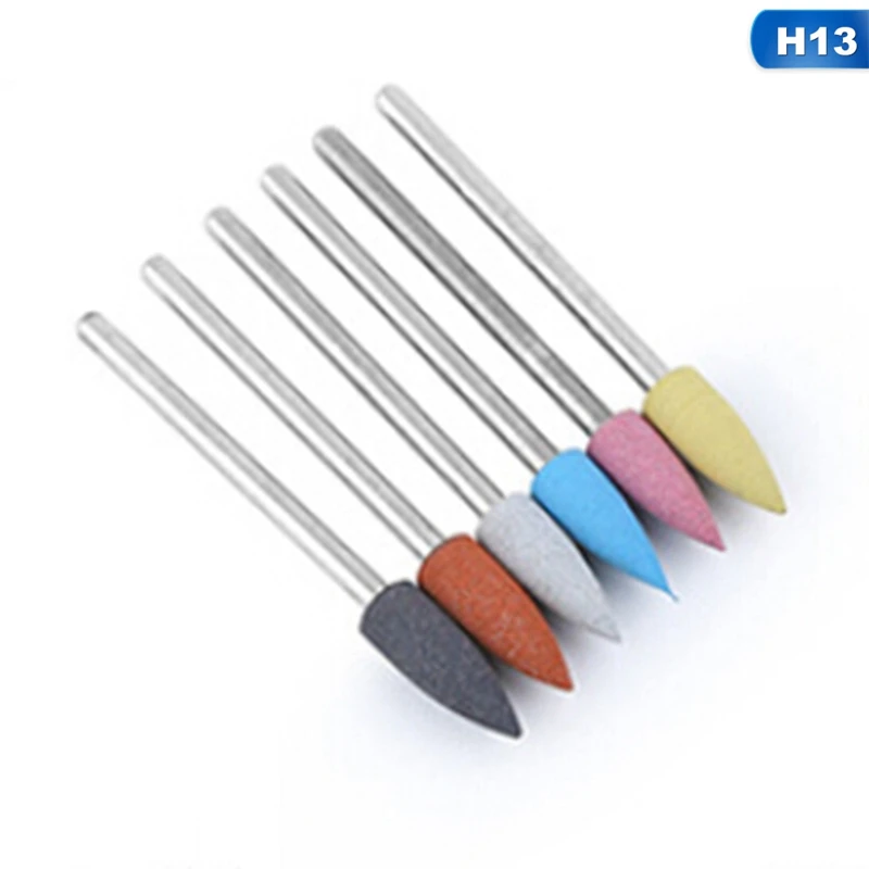 6pcs/bag Diamond Silicone Nail Drill Bit Set Electric Machine Burrs Accessories Milling Cutter for Manicure Remove Nail Gel Tool - Цвет: 13