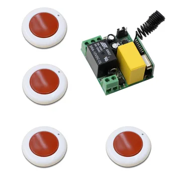 

Fashion Simple AC220V 1CH Radio Controller RF Wireless Remote Control Switch 4pcs Wall Round Transmitters and Mini Receiver Top