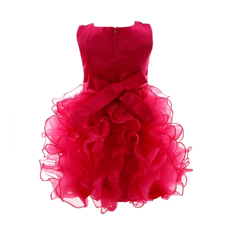 Детское однотонное платье; платье принцессы для маленьких девочек; сценический костюм; платье с цветочным узором для девочек 0-24 месяцев; P2