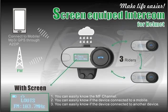 2x FreedConn TCOM-SC W/экран Bluetooth мотоциклетный шлем гарнитура с fm-радио+ мягкий наушник