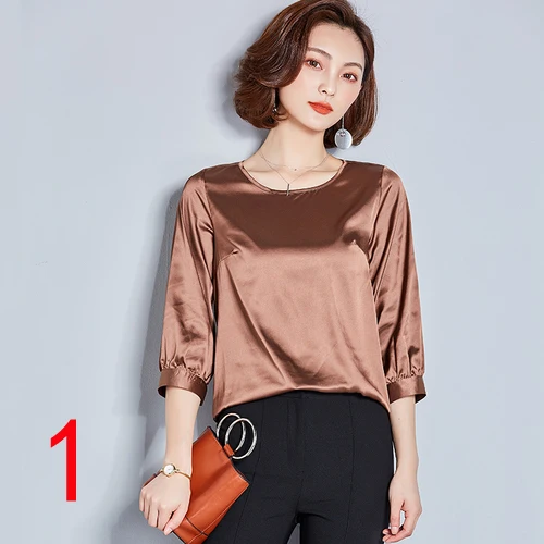 Comprar Alta calidad J44022 nueva moda 2018 mujeres cuello redondo suelto todo fósforo manga tres cuartos Camiseta básica Rojo Negro