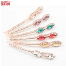 AINAMEISI, корейская мода, аксессуары для волос, ювелирные изделия для волос, стразы, заколки для волос с цветами, Зеленый Кристалл, бант для волос, заколка для женщин