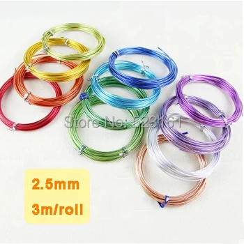 

new anodized aluminum wire craft 2.5mm thickness 10 gauge colored aluminium wire 3 meters supplies for jewelry and handcraft