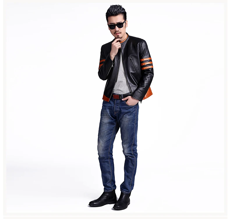 

2019 newest fashion men's genuine leather jacket sheepskin coat real leather garment short male out wear motorbycle